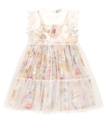 Il Gufo Tulle-trimmed floral dress
