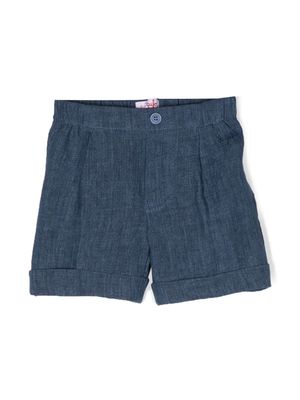 Il Gufo turn-up cuff linen shorts - Blue