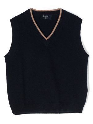 Il Gufo V-neck knitted wool vest - Blue