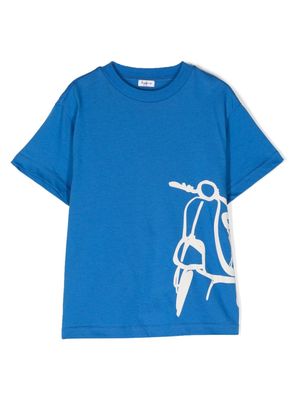 Il Gufo Vespa-print cotton T-shirt - Blue