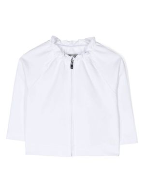 Il Gufo White Sweatshirt With Ruffled Neck In Cotton Girl