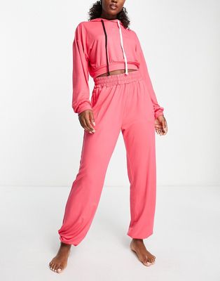 Il Sarto lounge cropped hoodie and sweatpants set in pink