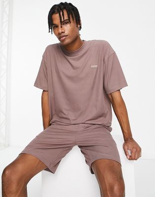 Il Sarto lounge ribbed t-shirt and short set in brown