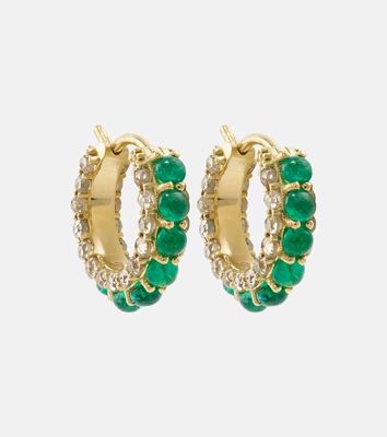 Ileana Makri 18kt gold hoop earrings with emeralds and diamonds