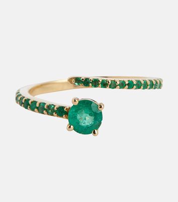 Ileana Makri Grass Seed 18kt yellow gold ring with emeralds
