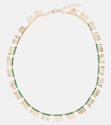 Ileana Makri Grass Sunny 18kt gold necklace with emeralds