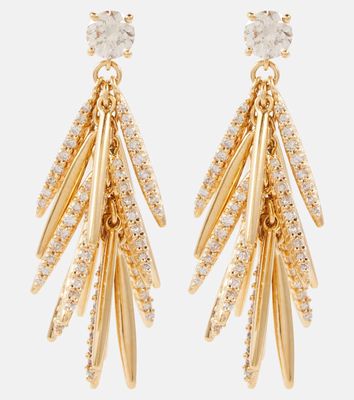 Ileana Makri Grass Sunshine Drop 18kt gold earrings with diamonds