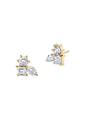 Illuminate 14K Yellow Gold & 4.00 TCW Lab-Grown Diamond Cluster Stud Earrings