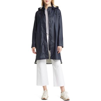 Ilse Jacobsen Hooded Raincoat in Dark Indigo 