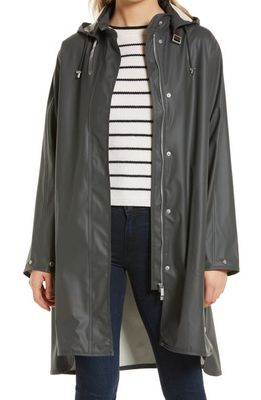 Ilse Jacobsen Hooded Raincoat in Dark Shadow