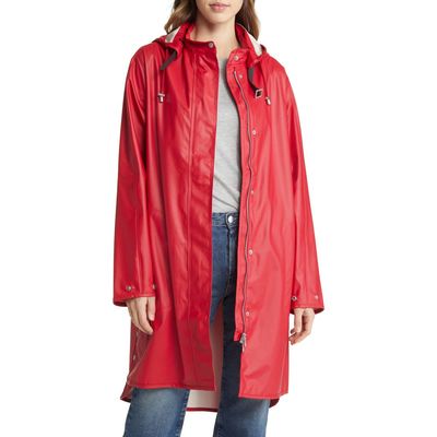 Ilse Jacobsen Hooded Raincoat in Deep Red