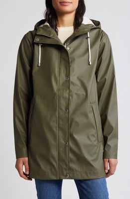 Ilse Jacobsen Hooded Waterproof Rain Jacket in Army 