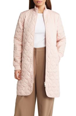 Ilse Jacobsen Isle Jacobsen Long Quilted Jacket in Pale Pink 