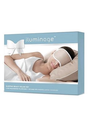 Iluminage Sleeping Beauty Deluxe 3-Piece Copper Pillowcases & Eye Mask Set