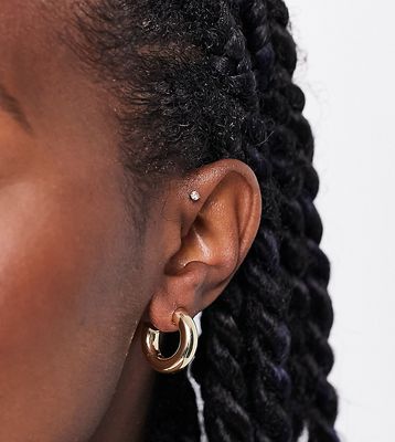 Image Gang 18k gold plated 20mm tube hoop earrings