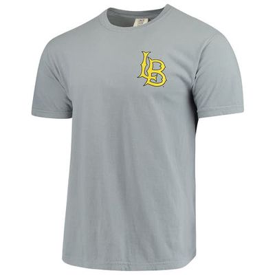 IMAGE ONE Men's Gray Cal State Long Beach The Beach Baseball Flag Comfort Colors T-Shirt