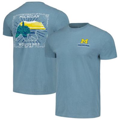 IMAGE ONE Men's Light Blue Michigan Wolverines State Scenery Comfort Colors T-Shirt