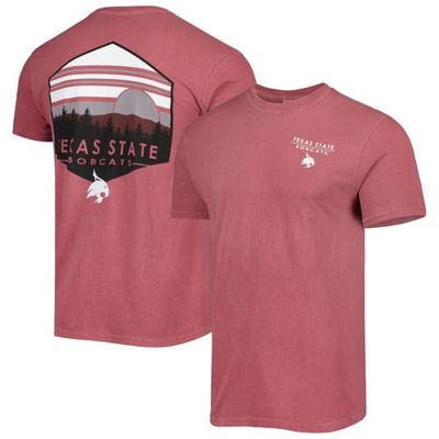IMAGE ONE Men's Maroon Texas State Bobcats Landscape Shield T-Shirt
