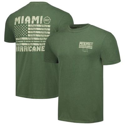 IMAGE ONE Men's Olive Miami Hurricanes OHT Military Appreciation Comfort Colors T-Shirt
