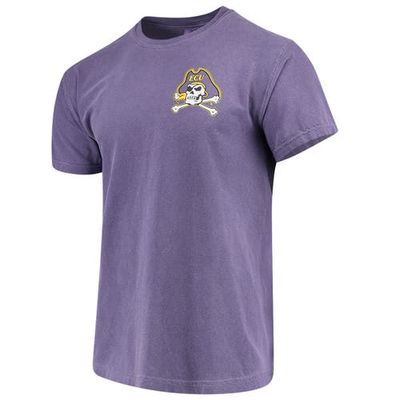 IMAGE ONE Men's Purple ECU Pirates Baseball Flag Comfort Colors T-Shirt