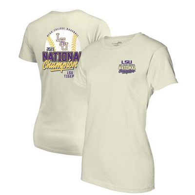 IMAGE ONE Women's Gold LSU Tigers 2023 NCAA Men's Baseball College World Series Champions Distressed Baseball T-Shirt in Yellow