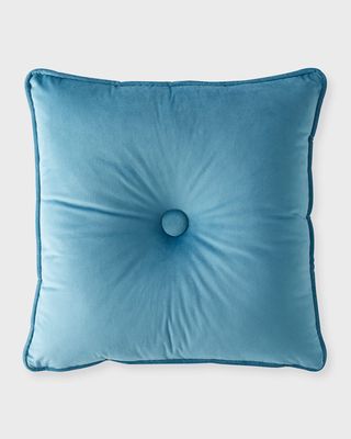 Imperial Button Velvet Pillow, 20" Square