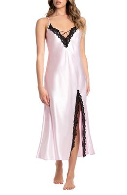 In Bloom by Jonquil Adeline Lace Trim Satin Nightgown in Light Lilac 