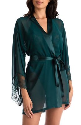 In Bloom by Jonquil Chiara Lace Trim Satin Wrap in Pine