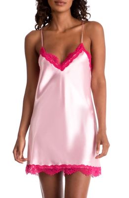 In Bloom by Jonquil Felicity Lace Trim Satin Chemise in Pink