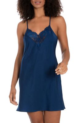 In Bloom by Jonquil Harper Lace Trim Satin Chemise in Sapphire