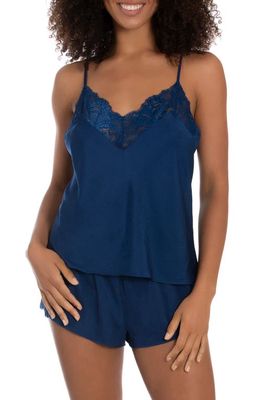 In Bloom by Jonquil Harper Lace Trim Short Satin Pajamas in Sapphire