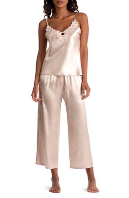 In Bloom by Jonquil Lace Appliqué Satin Cami Pajamas in Gold