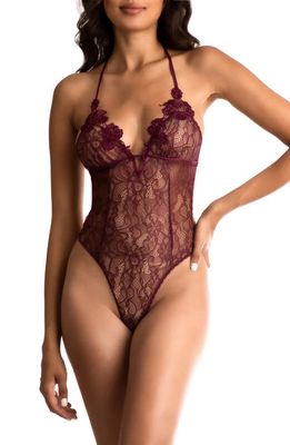 In Bloom by Jonquil Lavender Hill Lace Thong Teddy in Mulberry