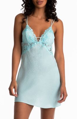 In Bloom by Jonquil Lilith Lace Trim Satin Chemise in Clearwater Blue