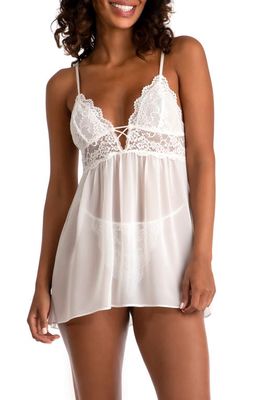 In Bloom by Jonquil Lillian Babydoll Chemise & Thong in Ivory