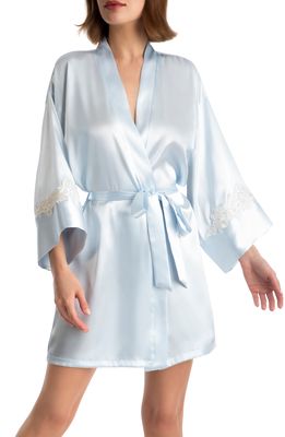 In Bloom by Jonquil Ophelia Lace Trim Satin Wrap in Silver Blue