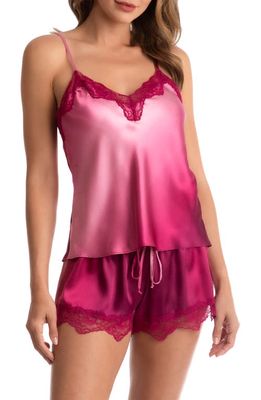 In Bloom by Jonquil Zamira Lace Trim Ombré Satin Short Pajamas in Raspberry
