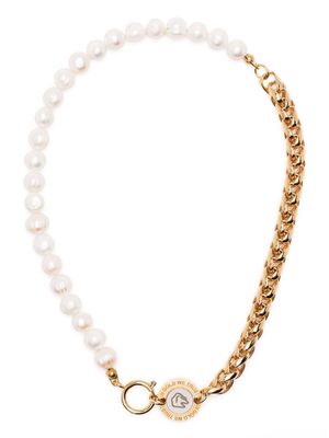 IN GOLD WE TRUST PARIS chain-link pearl necklace - White