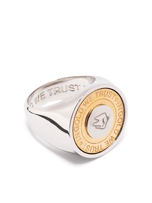 IN GOLD WE TRUST PARIS engraved-logo signet ring - Metallic