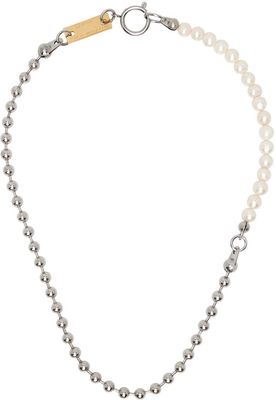 IN GOLD WE TRUST PARIS Silver Pearl Ball Chain Necklace