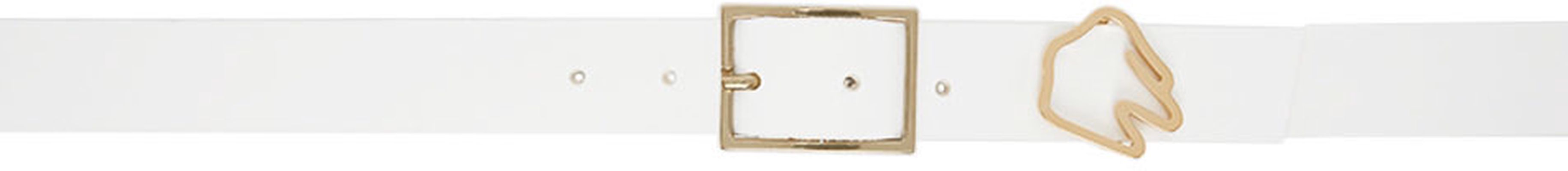 IN GOLD WE TRUST PARIS White Leather Logo Belt