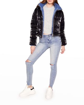 In The Mix Puffer Jacket w/ Denim Inset