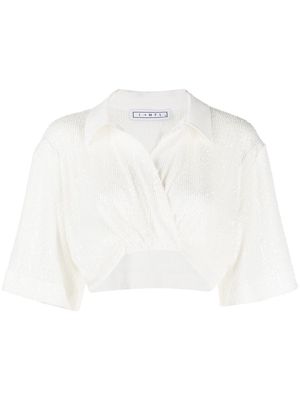 In The Mood For Love cropped sequin Frey top - White