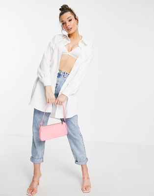 In The Style pin stripe oversized shirt in white