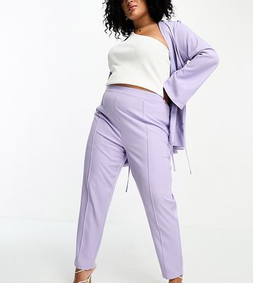 In The Style Plus wrap tailored pants in lilac - part of a set-Purple