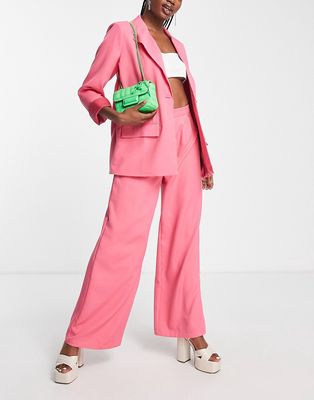 In The Style relaxed wide leg pants in pink - part of a set