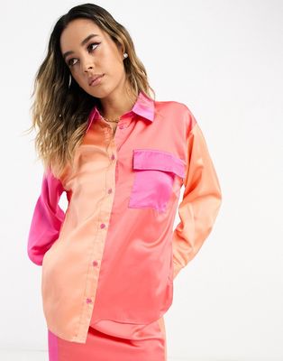 In The Style satin contrast shirt in multi - part of a set