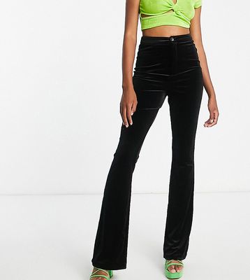 In The Style Tall exclusive velvet fitted flares in black