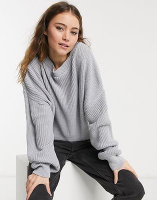 In The Style x Jac Jossa off-shoulder sweater in gray-Grey