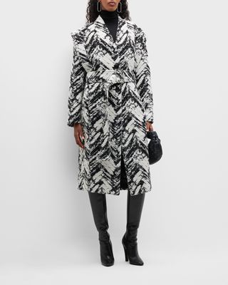 Inaya Textured Button-Front Trench Coat